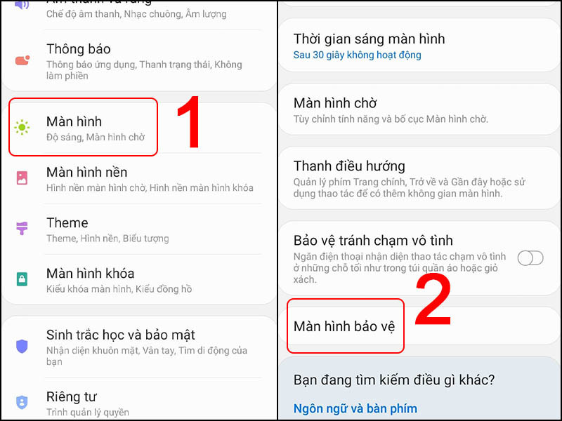 Cài đặt Màn hình bảo vệ